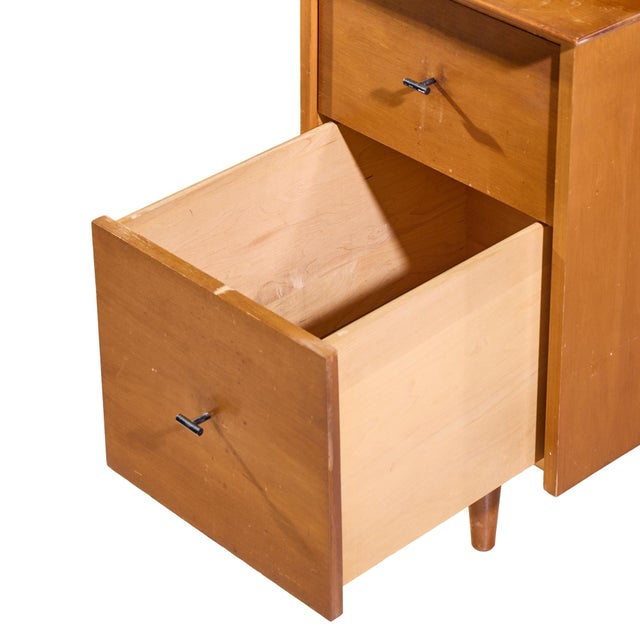 Wood Paul McCobb for Winchendon Mid Century Maple Double Pedestal Desk With T Pulls For Sale - Image 7 of 11