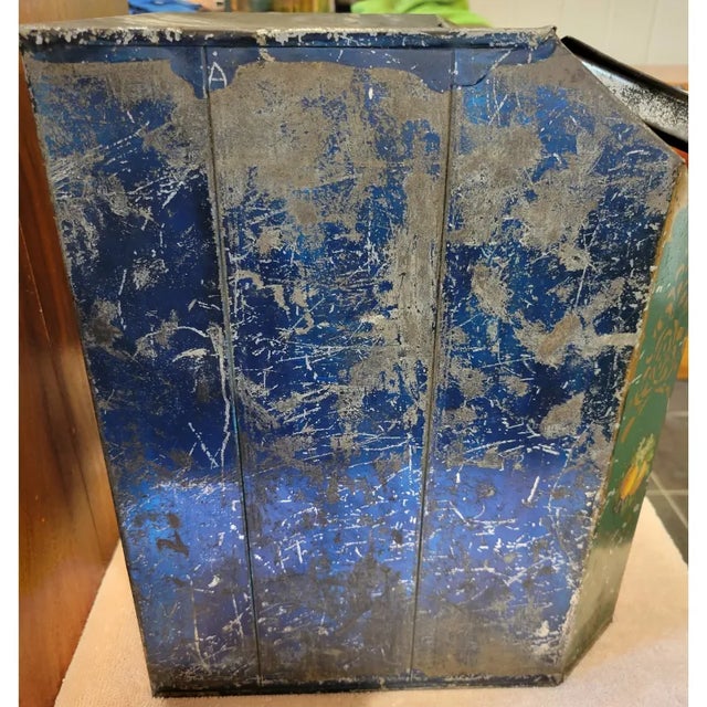 Early 19th Century Antique Painted Metal Commercial Tea Storage Bin For Sale - Image 5 of 8