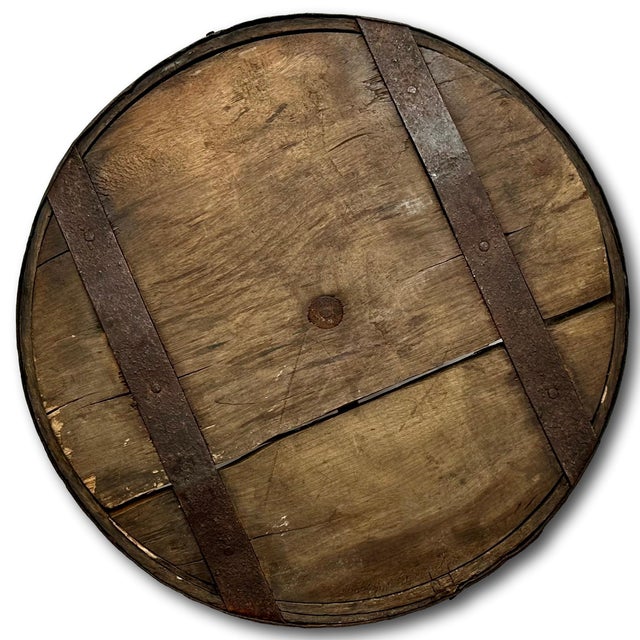 Rare & Unusual Large Antique American Steam Bent Ash Wood & Wrought Iron Gristmill Dry Measure - Dated 1860 For Sale - Image 18 of 18