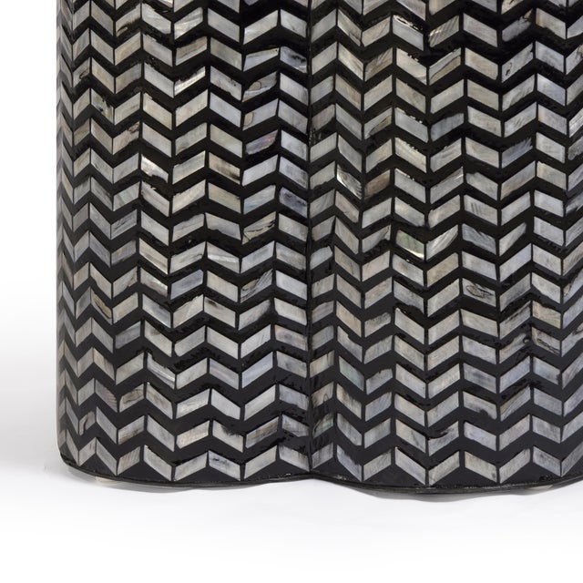 2020s Truffle Mother of Pearl Scalloped Side Table For Sale - Image 5 of 6