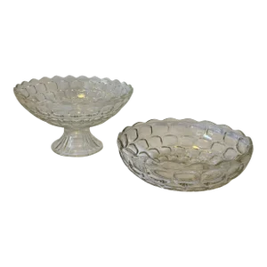 1940s Federal Glass “Yorktown” Compote and Serving Bowl - Set of 2