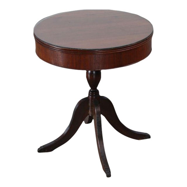 Mid 20th Century Petite Duncan Phyfe Mahogany Round Drum Table With ...