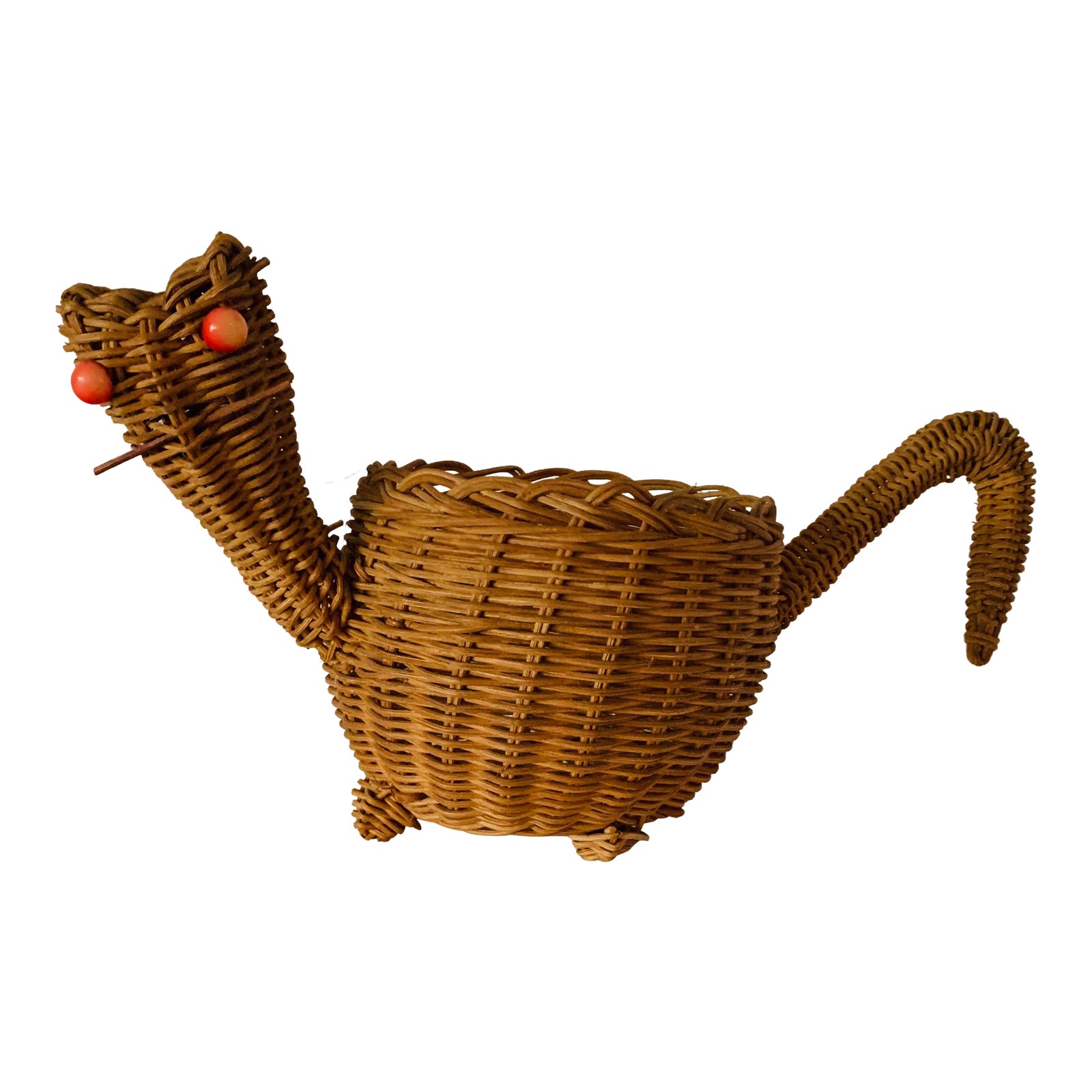 Mid Century Wicker Cat Basket Chairish