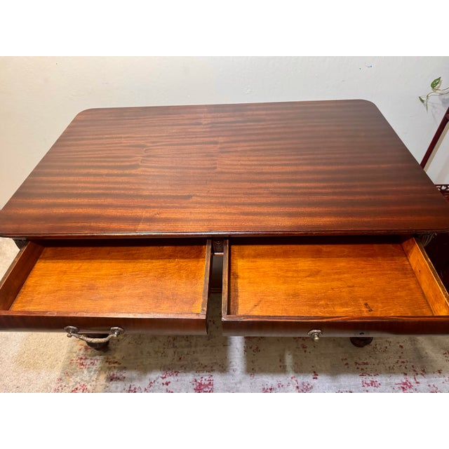 Antique Carved Mahogany Library Table With Lion Head Legs, C. 1900–1915 For Sale - Image 4 of 12