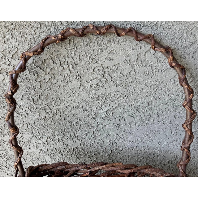 Wood Mid 20th-Century Rustic Chic Handwoven Natural Willow Wall Pocket For Sale - Image 7 of 13