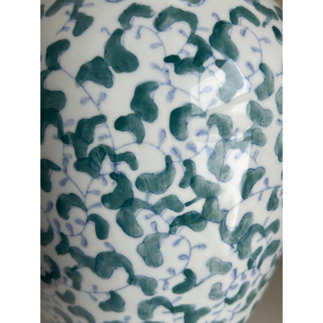 Vintage Mid 20th Century Chinese Chinoiserie Style Hand-Painted 16" Floral Vase For Sale - Image 4 of 6