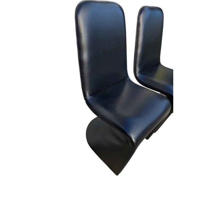 Plastic Vintage Mid Century Faux Snakeskin Cantilever S Side Chairs Panton 1-2-3 Style For Sale - Image 7 of 14