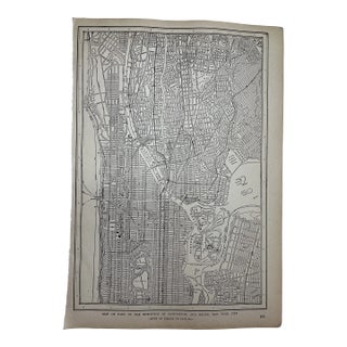 Antique 1920s Manhattan & Bronx New York Map For Sale