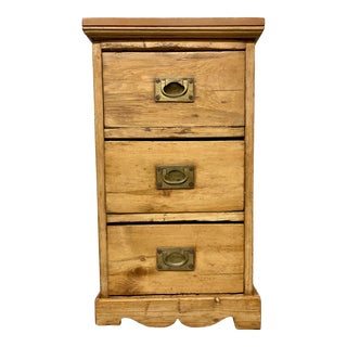 19th Century English Pine Nightstand With 3 Drawers For Sale