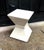 Vintage 1970s-80s postmodern ivory geometric fiberglass side table, pedestal or plant stand. Some very minor surface...