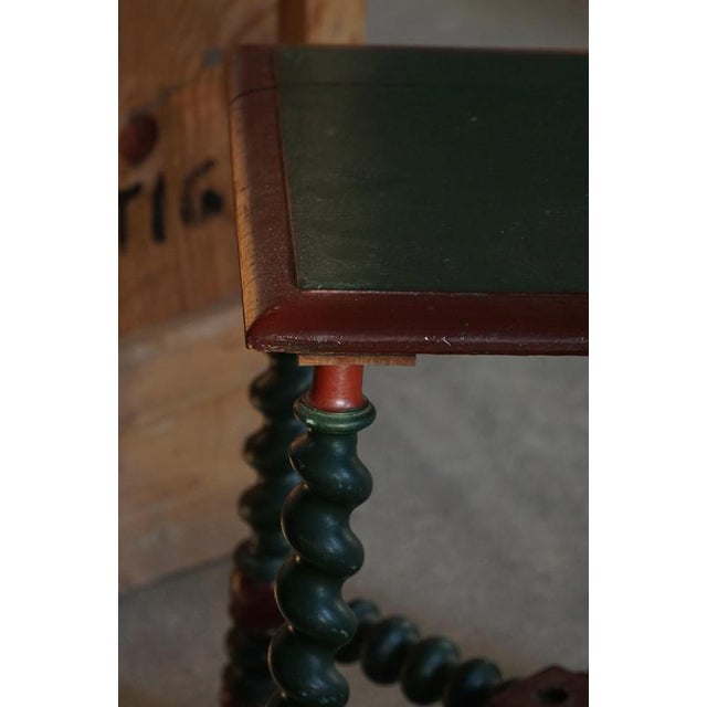 Vintage Folk Swedish Wooden Stool in Dark Green & Dark Red, 1940s For Sale - Image 18 of 18