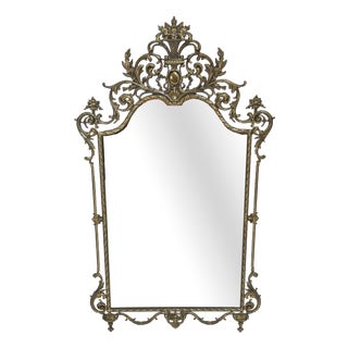 Large Mid-Century Italian Brass Mirror, 1950 For Sale