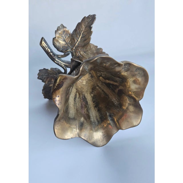 Mid 20th Century Vintage Mid 20th Century Brass Morning Glory Shaped Flower Vase Made in Hong Kong For Sale - Image 5 of 12
