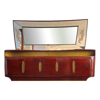 Mid-Century Italian Sideboard with Mirror from Vittorio Dassi, 1950s For Sale
