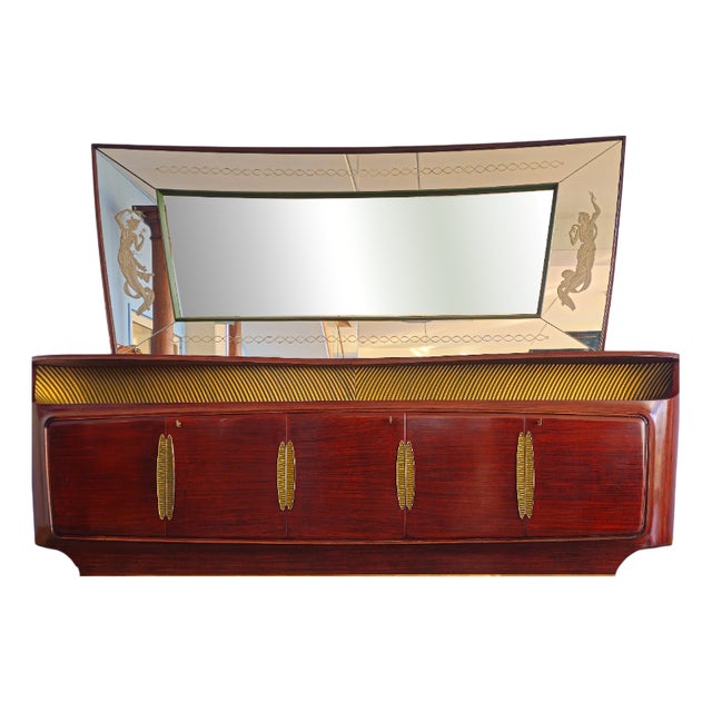 Mid-Century Italian Sideboard with Mirror from Vittorio Dassi, 1950s For Sale