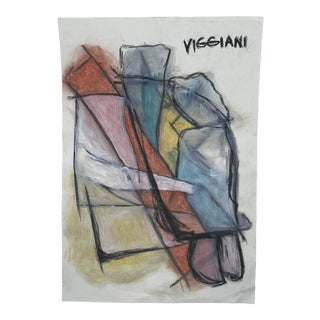 Late 20th Century Charcoal Abstract Drawing Signed Viggiani For Sale