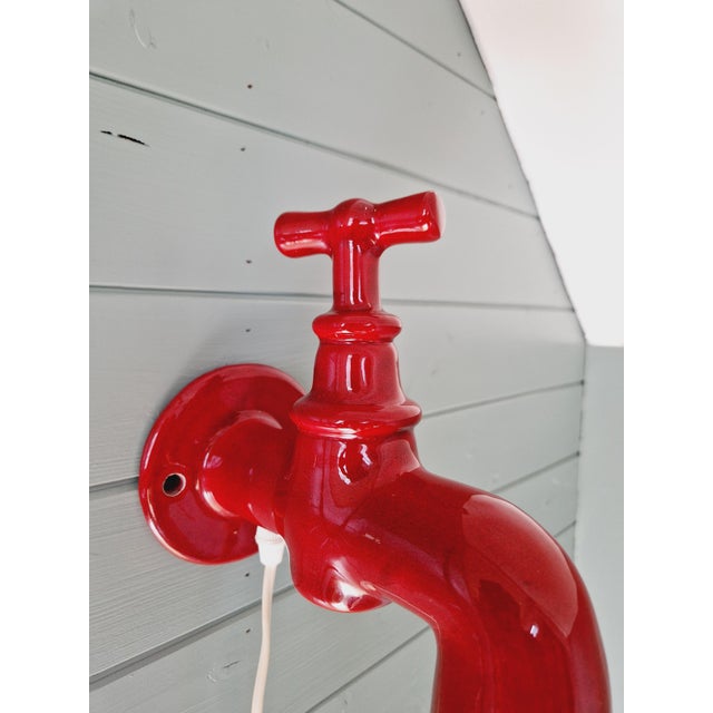 1970s Vintage Red Ceramic Wall Light, 1970s For Sale - Image 5 of 12