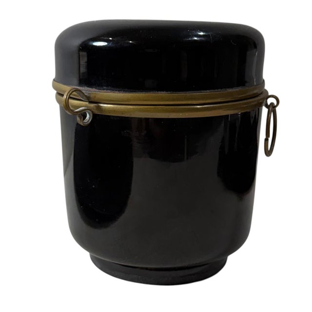 Paint 19th Century French Black Opaline Glass Box With Enamel Flowers For Sale - Image 7 of 9