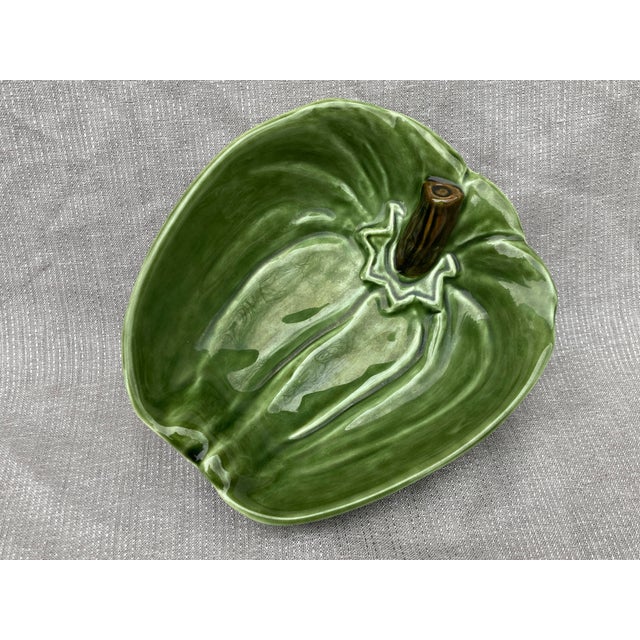 Ceramic Vintage Olfaire Majolica Green Bell Pepper Bowl For Sale - Image 7 of 17