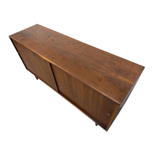 Mid-Century Modern Mid-Century Modern Sliding Door Walnut Storage Cabinet For Sale - Image 3 of 7