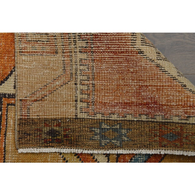 Orange 1970s Vintage Turkish Oushak Handmade Wool Cotton Orange Runner Rug For Sale - Image 8 of 11