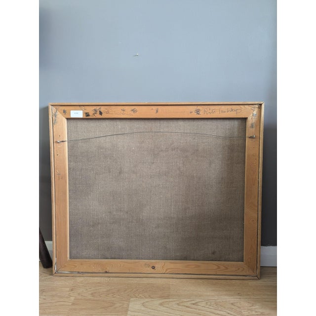 Mid-Century Modern 'Crimson Horizons' Vintage Swedish Original Abstract Landscape Oil Painting, Framed For Sale - Image 9 of 9