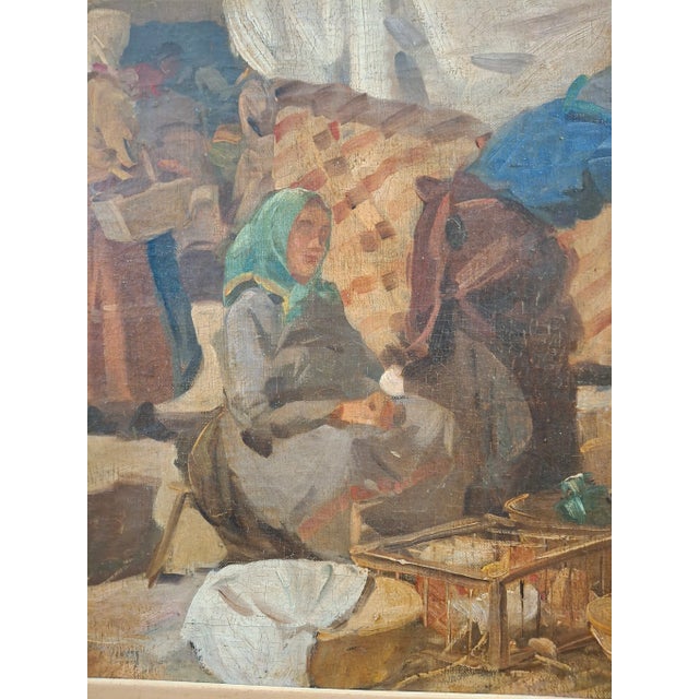 Lajos Szanto (1889-1965) "Market Scene" Original Oil Painting C.1930s For Sale - Image 11 of 12
