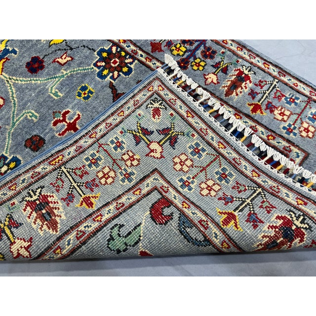 Blue Gray and Red Floral Wool Runner Rug, Persian Style, 2'9" X 9'7" For Sale - Image 17 of 17