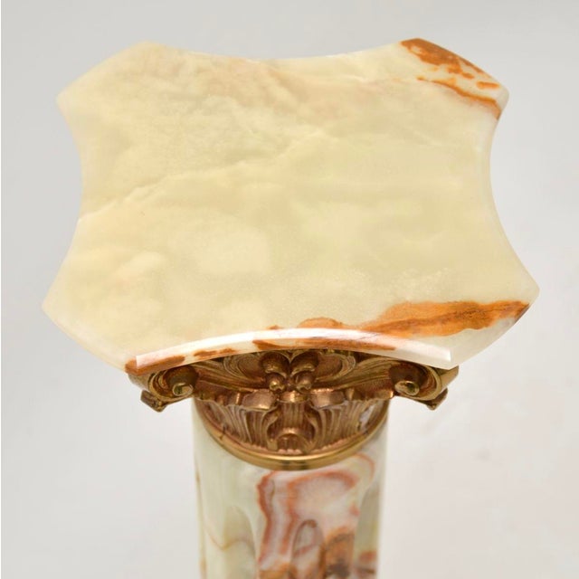 Onyx and Gilt Metal Corinthian Column Pedestal, 1930s For Sale - Image 4 of 9