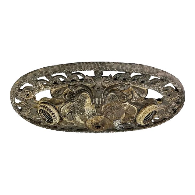 1900s Antique American Beaux Arts Flush Mount Light Fixture For Sale