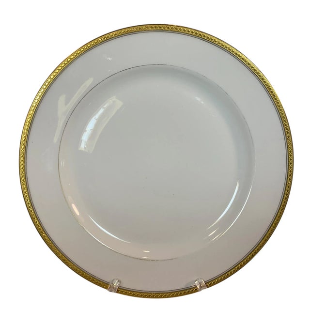 Antique Limoges Dinner Plate Set of 7 Classic White With Gold Rim 9 3/4” These are classically beautiful, with geometric...