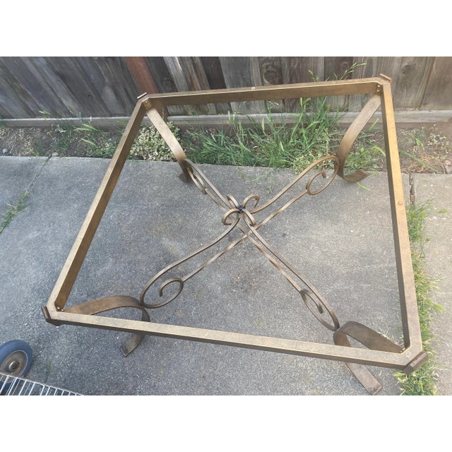 Copper Vintage Glass and Metal Coffee Table For Sale - Image 8 of 9