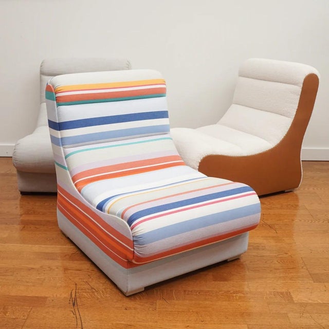 Modern Camille Slipper Chair, Striped For Sale - Image 3 of 3