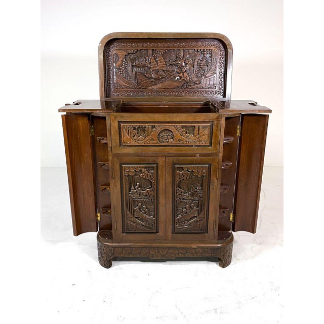 George Zee 1960s George Zee & Co Style Mahogany Dry Bar For Sale - Image 4 of 14