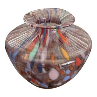 Vintage Maestri Vetrai Made in Italy Mouth Blown Art Glass Vase For Sale