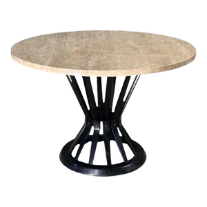Dunbar Sheaf of Wheat Side/End Table W/Travertine Top by Edward Wormley, 1950