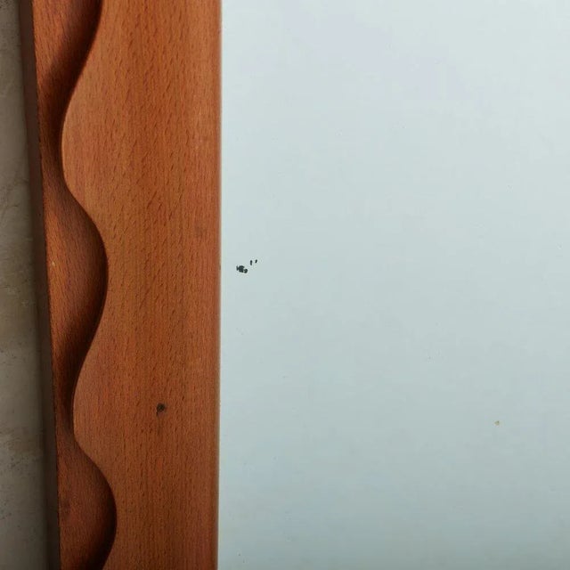 Italian Wood Frame Squiggle Mirror, Italy 1970s For Sale - Image 3 of 13