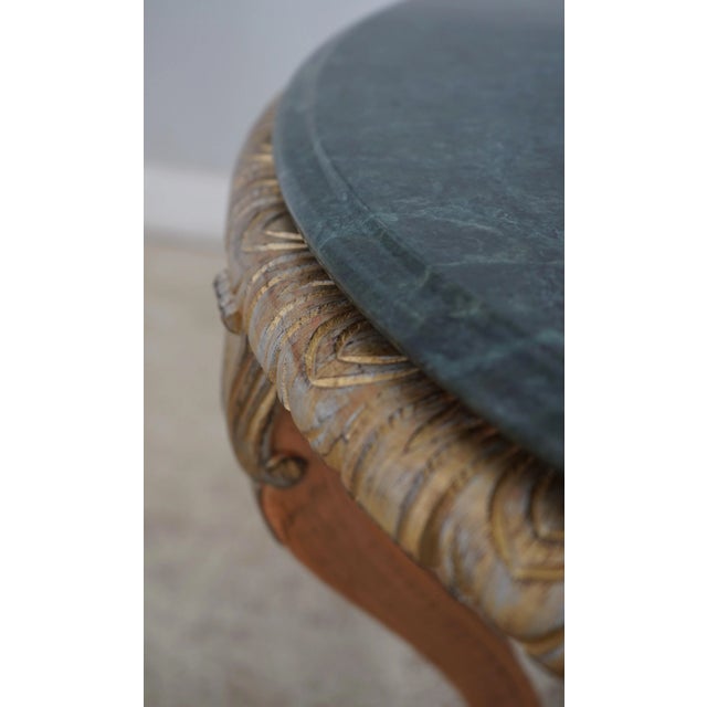 1990s Italian Style Green Marble Top Round Lamp Table For Sale - Image 5 of 12