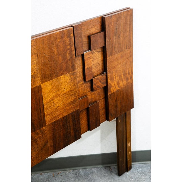 Wood Mid Century Modern Headboard Bed Frame Queen Size Lane Mosaic Pueblo Brutalist Nm For Sale - Image 7 of 11