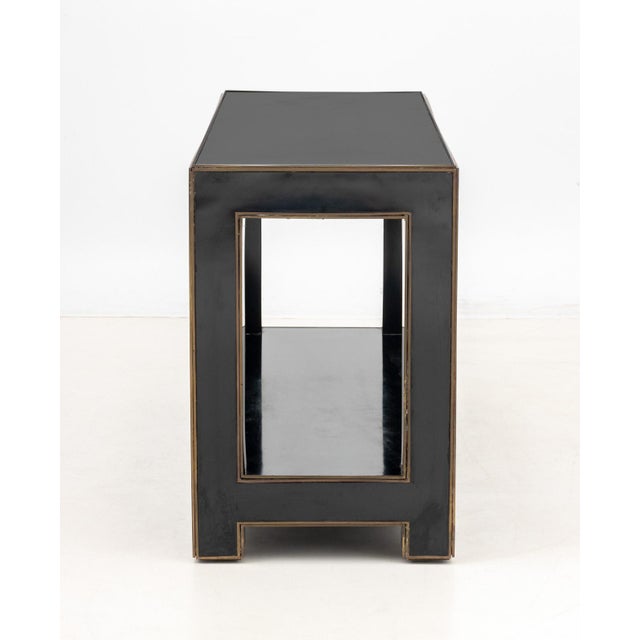Maison Jansen Attr. Black Lacquered Console Table For Sale In New York - Image 6 of 6