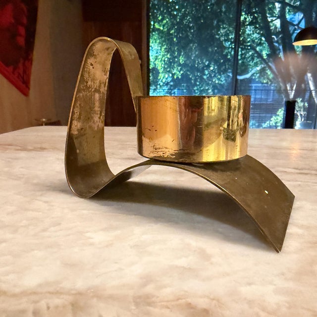 Carl Auböck Mid-Century Modern Brass Candle Holder Carl Aubock Era For Sale - Image 4 of 7
