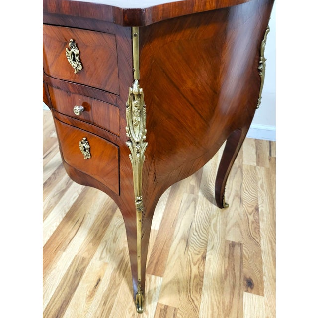 Antique French 19th C Louis XV Satinwood & Bronze Mounted Lady's Writing Desk For Sale - Image 16 of 17