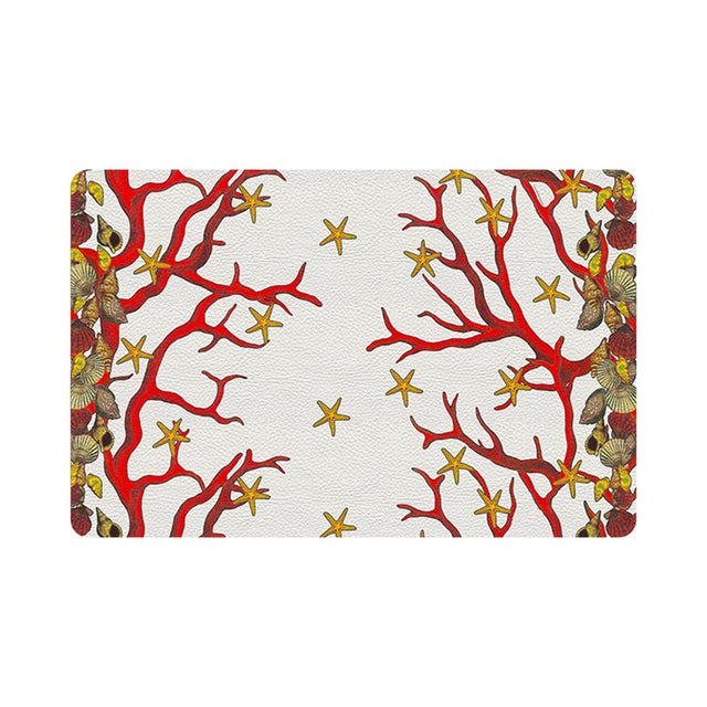 2020s Coral Reef Vegan Leather Rectangle Pebble Placemat, Set of 4 For Sale - Image 5 of 5