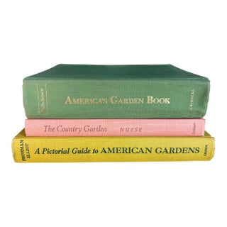 Vintage Garden Book Stack — Botanical Reference Decor Collection For Sale