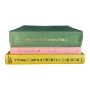 Vintage Garden Book Stack — Botanical Reference Decor Collection