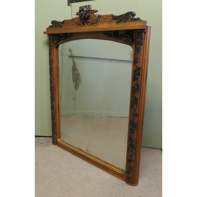 Large Carved Oak Wall Mirror For Sale - Image 3 of 7