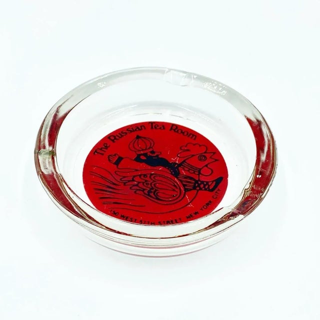 Vintage the Russian Tea Room New York Nyc Restaurant Glass Ashtray Dish For Sale - Image 10 of 12