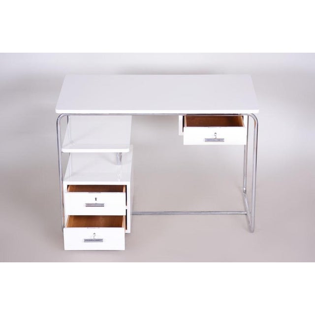 Bauhaus Bauhaus Writing Desk in Chromed Steel and Lacquered Wood, Germany, 1930s For Sale - Image 3 of 14