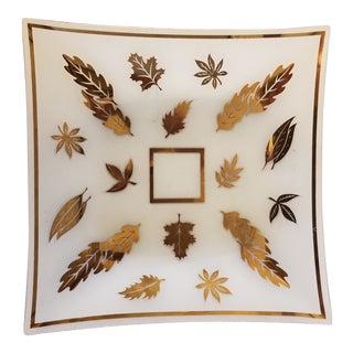 Vintage Mid-Century Modern 22k Gold Leaf Glass Serving Tray For Sale