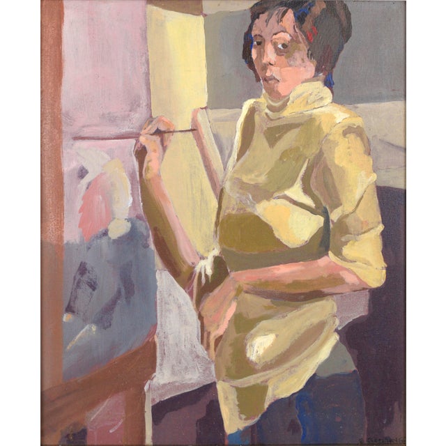 Abstract "Ulanda - Painting in Studio Class" Bay Area Figurative Movement Oil on Canvas by Patricia Gren Hayes For Sale - Image 3 of 16